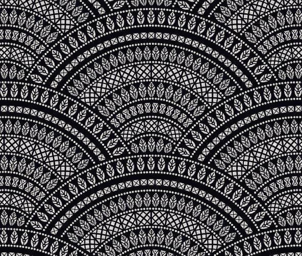 Black & White Art Deco Fan Pattern Wallpaper