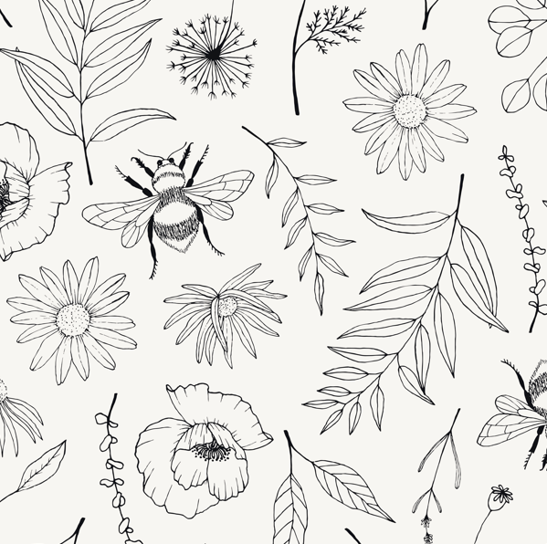 Black & White Pollinator Wallpaper