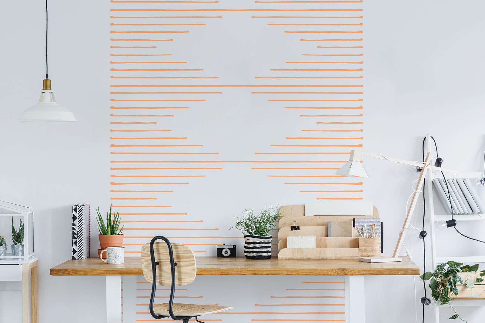 Dashing peel and stick wall decals orange lines